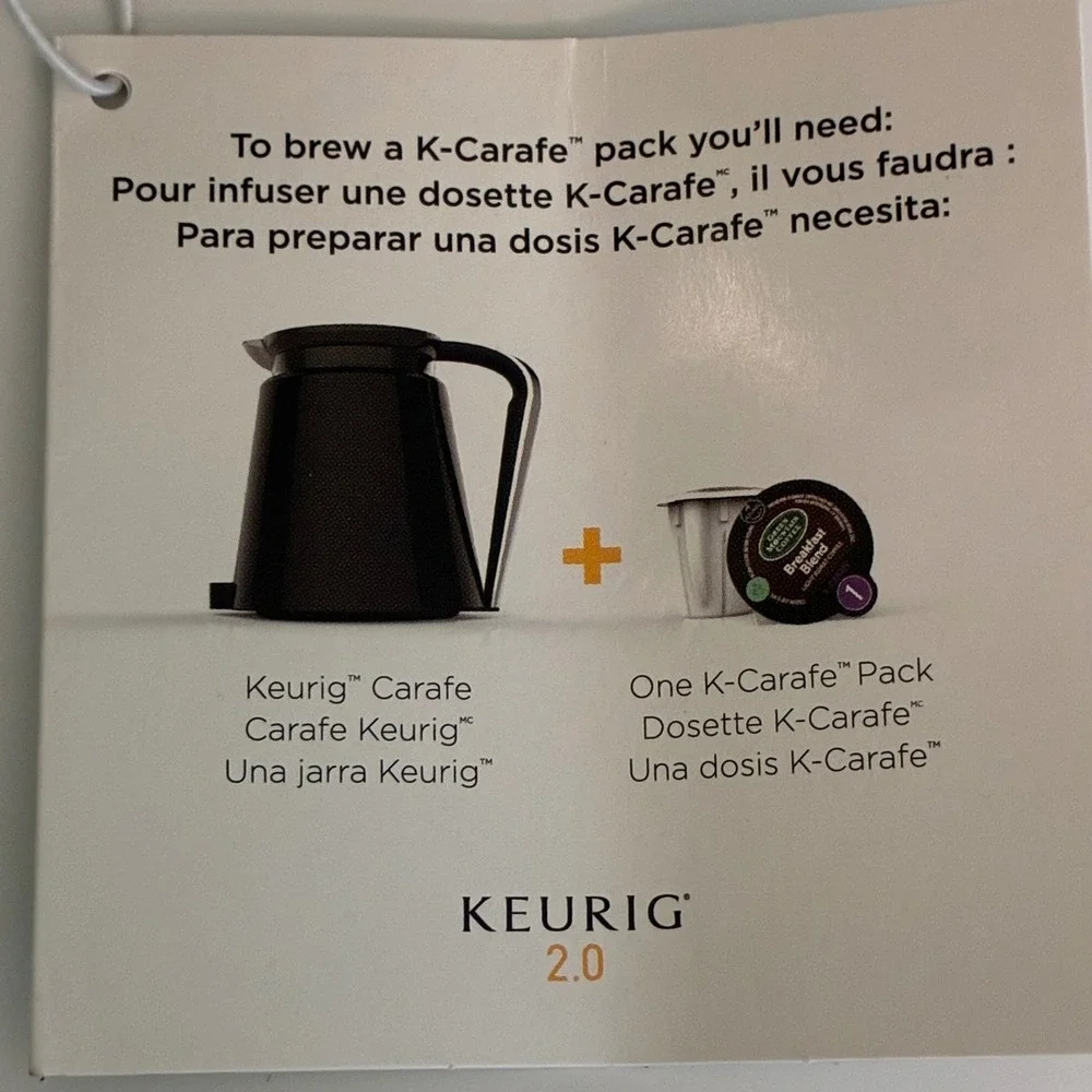 Keurig 2.0 Thermal Carafe Black 4 Cup Capacity for K-Carafe Pods 2.0 Brewers